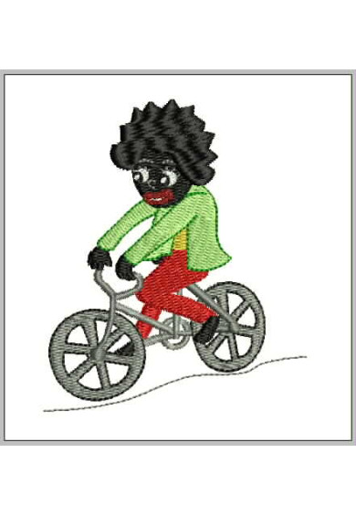 Chi162  - Golliwog riding bike